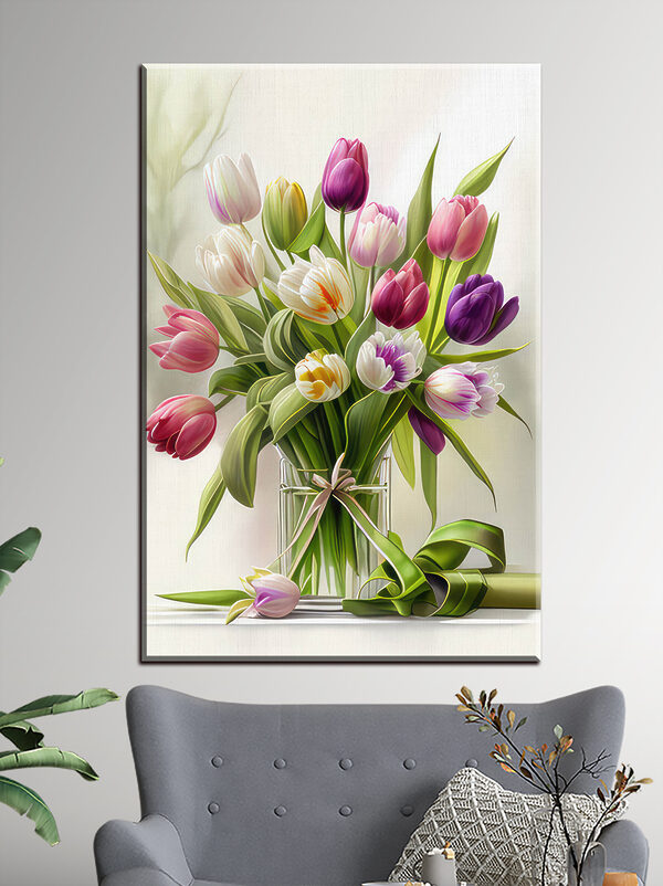 Quadri Un mazzo di tulipani in un vaso di vetro (COD: s31219) Quadri Quadri Un mazzo di tulipani in un vaso di vetro (COD: s31219)