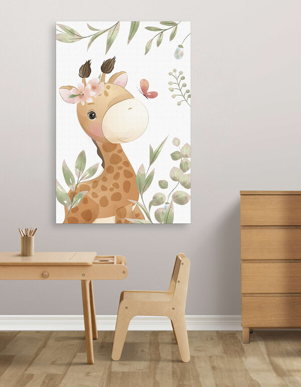 Quadri Quadri Una giraffa con fiori e foglie (COD: s31833)