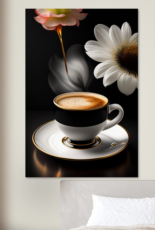 Quadri A cup of coffee and a flower (COD: s32167)