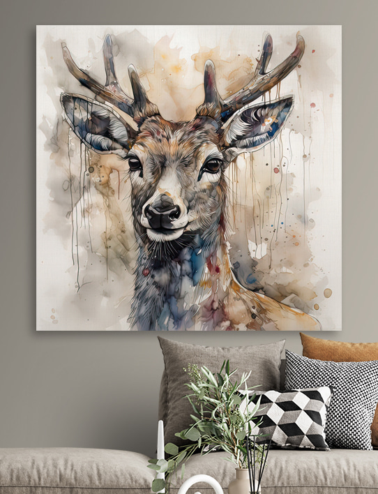 A watercolor of a deer
