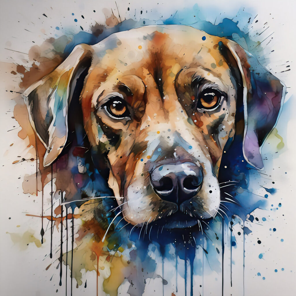 A painting of a dog