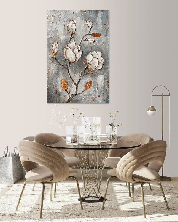 A painting of flowers on a wall