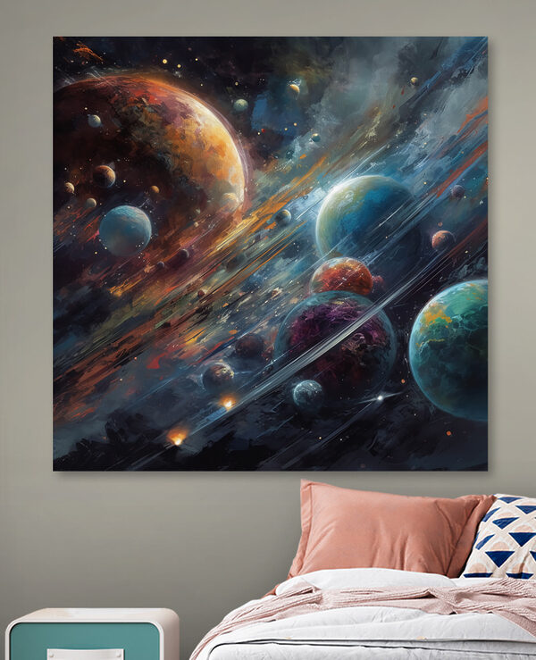 Planets in space with planets and stars