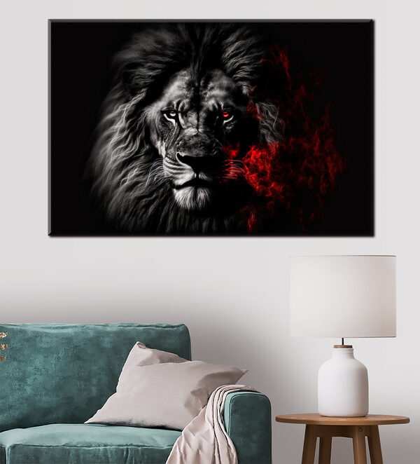 A black lion with red eyes A black lion with red eyes