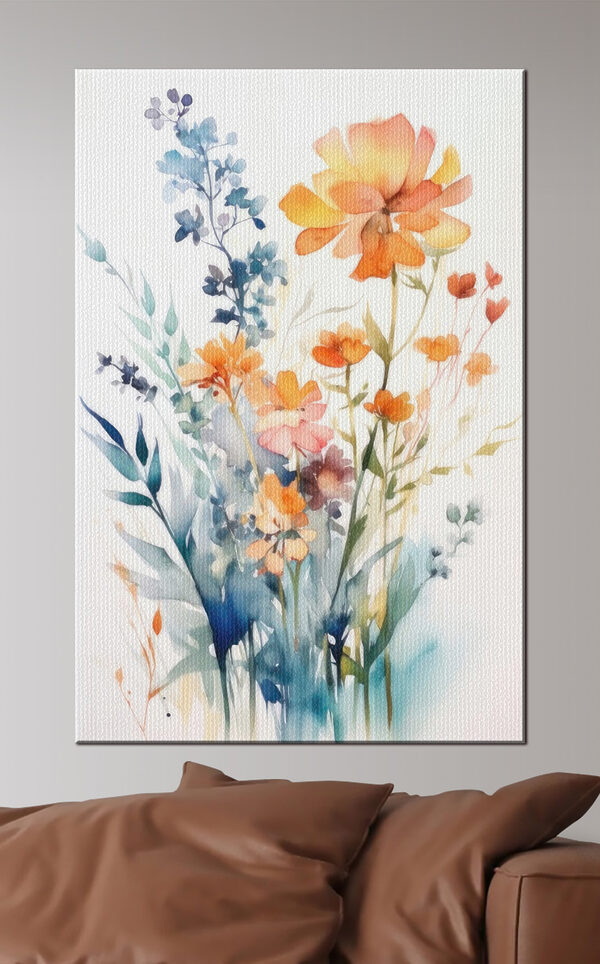 Quadri Un dipinto raffigurante fiori e foglie