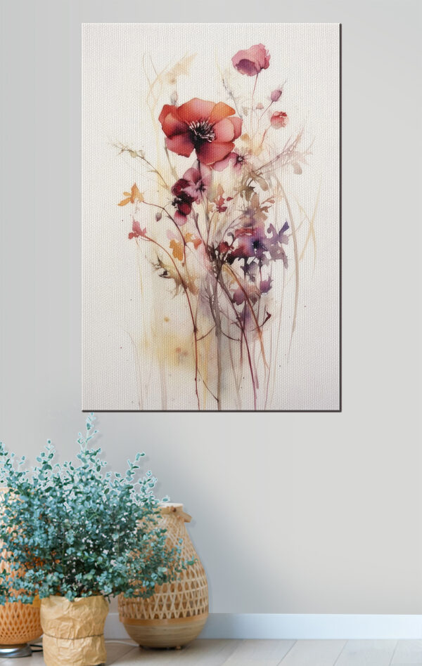 Quadri Un dipinto di fiori su sfondo bianco