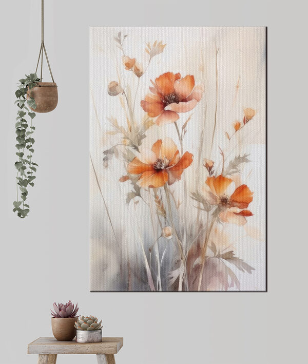 Quadri Un dipinto raffigurante fiori arancioni