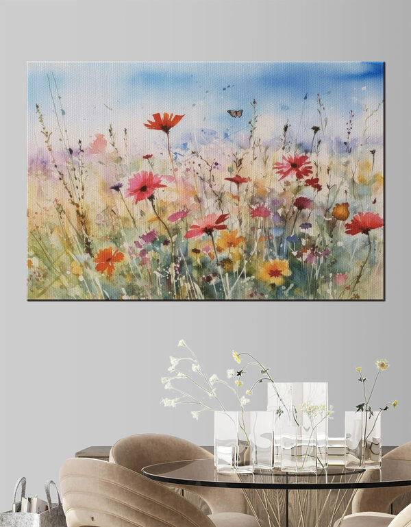 Quadri Quadri Un acquerello raffigurante dei fiori e una farfalla (COD: s33668)