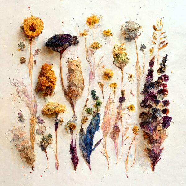 A group of dried flowers A group of dried flowers