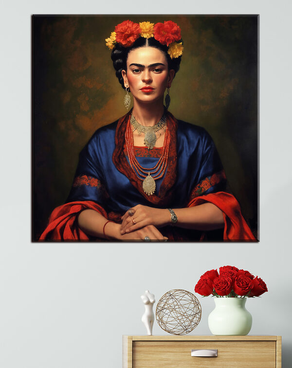 A painting of a woman with flowers in her hair A painting of a woman with flowers in her hair
