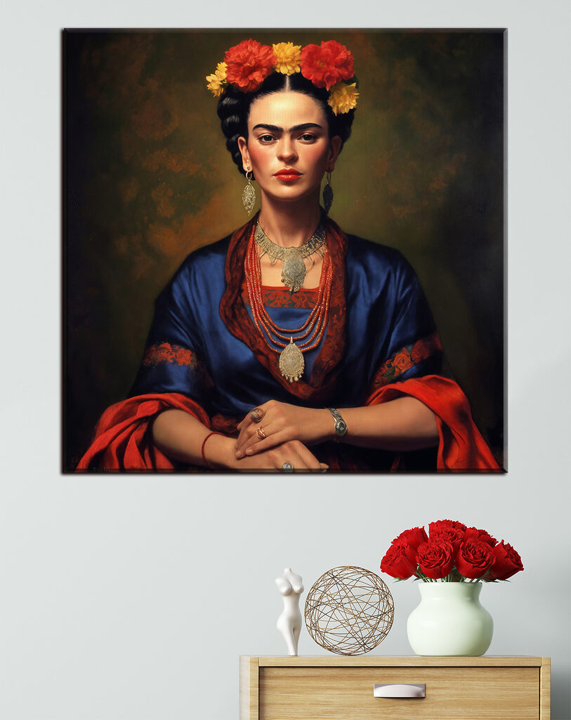 A painting of a woman with flowers in her hair A painting of a woman with flowers in her hair
