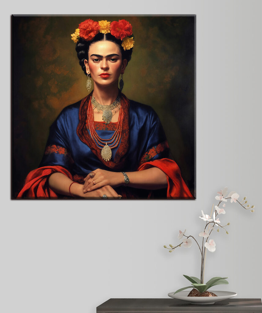 A painting of a woman with flowers in her hair A painting of a woman with flowers in her hair