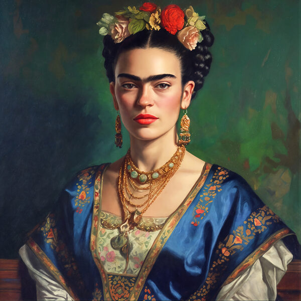 A painting of a woman with flowers in her hair