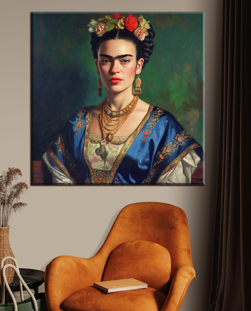 A painting of a woman with flowers in her hair