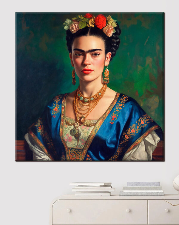 A painting of a woman with flowers in her hair