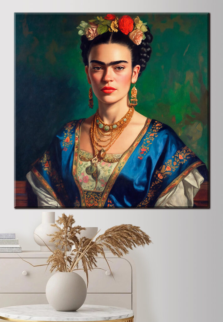 A painting of a woman with flowers in her hair