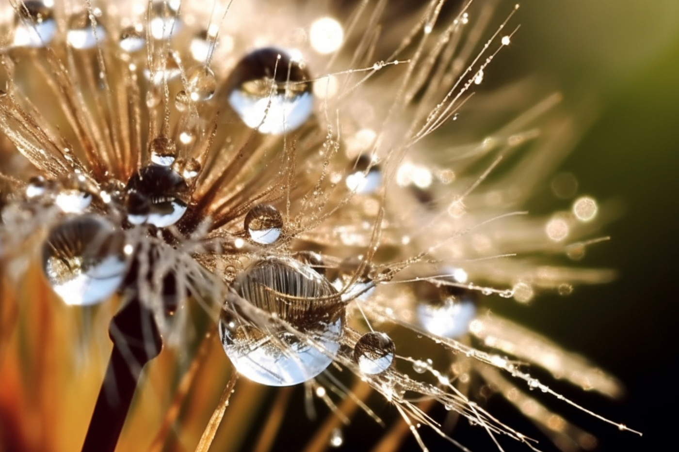 Water droplets on a dandelion flower