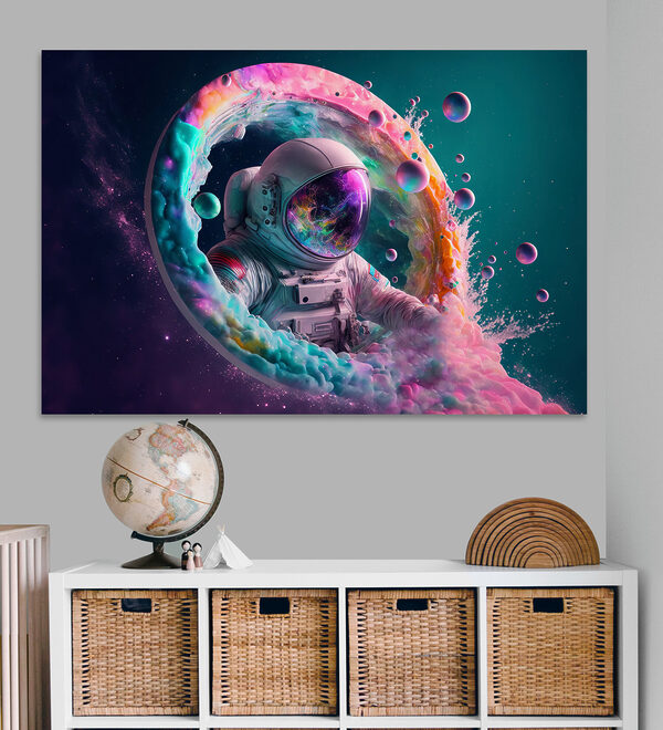 An astronaut in a colorful circle An astronaut in a colorful circle