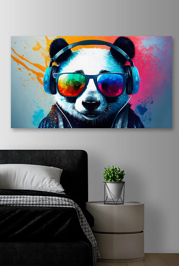 Quadri Un panda con le cuffie e gli occhiali da sole