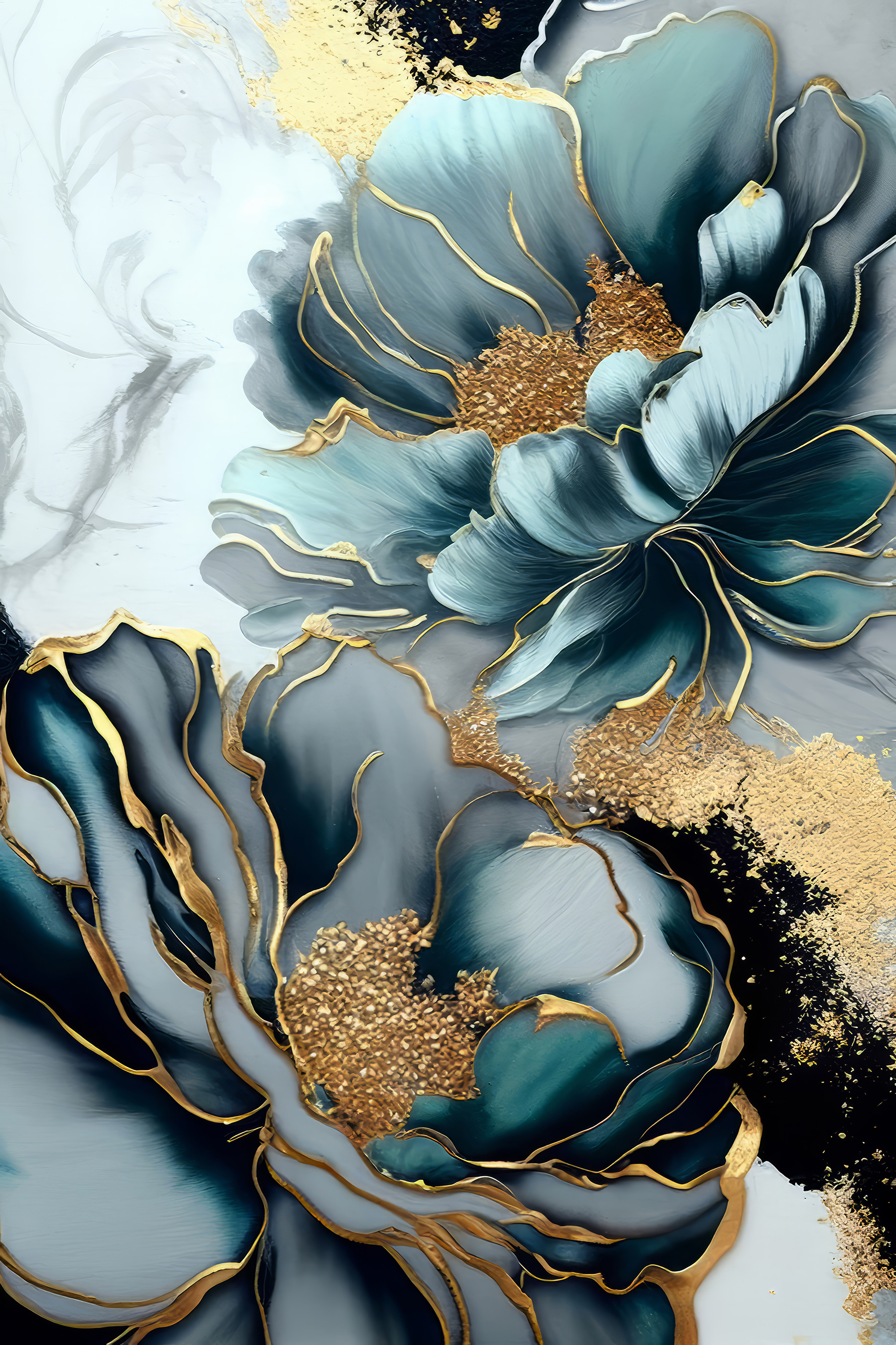 A close up of a painting