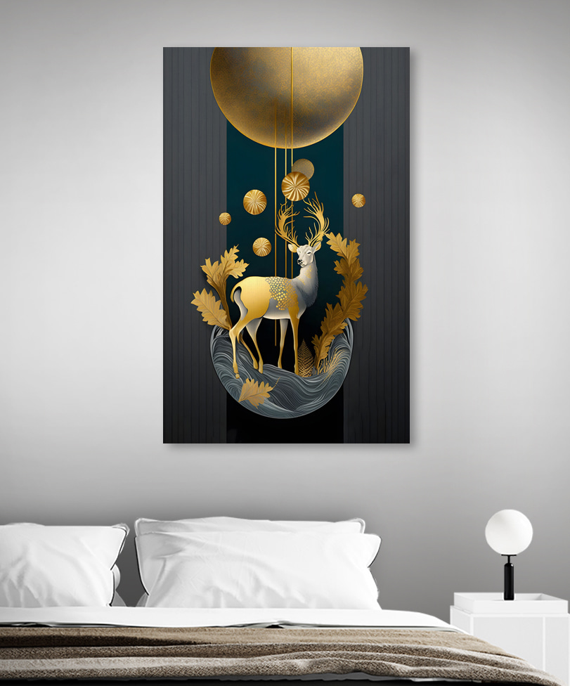 Elegant deer amidst metallic foliage