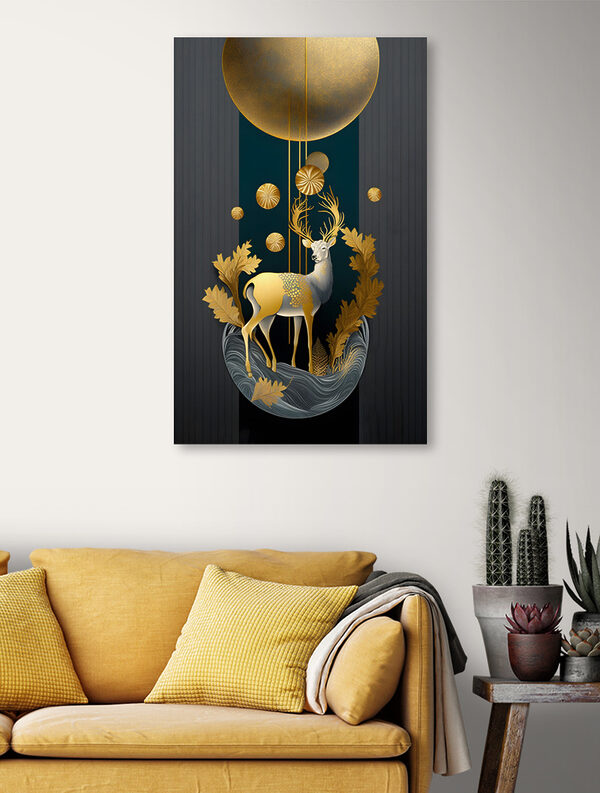 Elegant deer amidst metallic foliage
