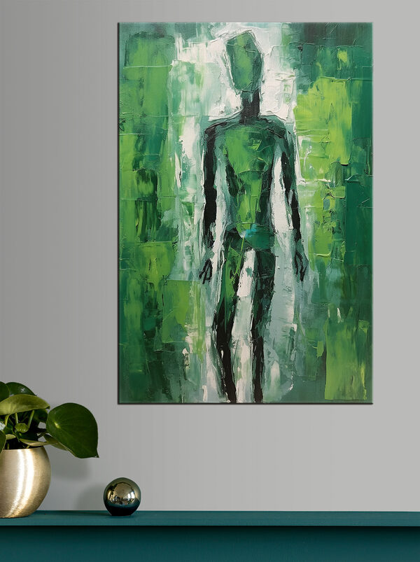 A painting of a man in green
