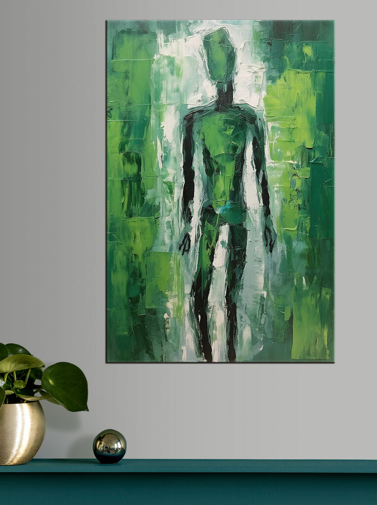 A painting of a man in green