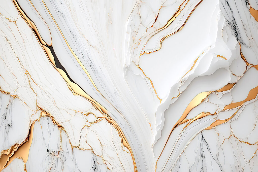 Elegant marble with amber swirls