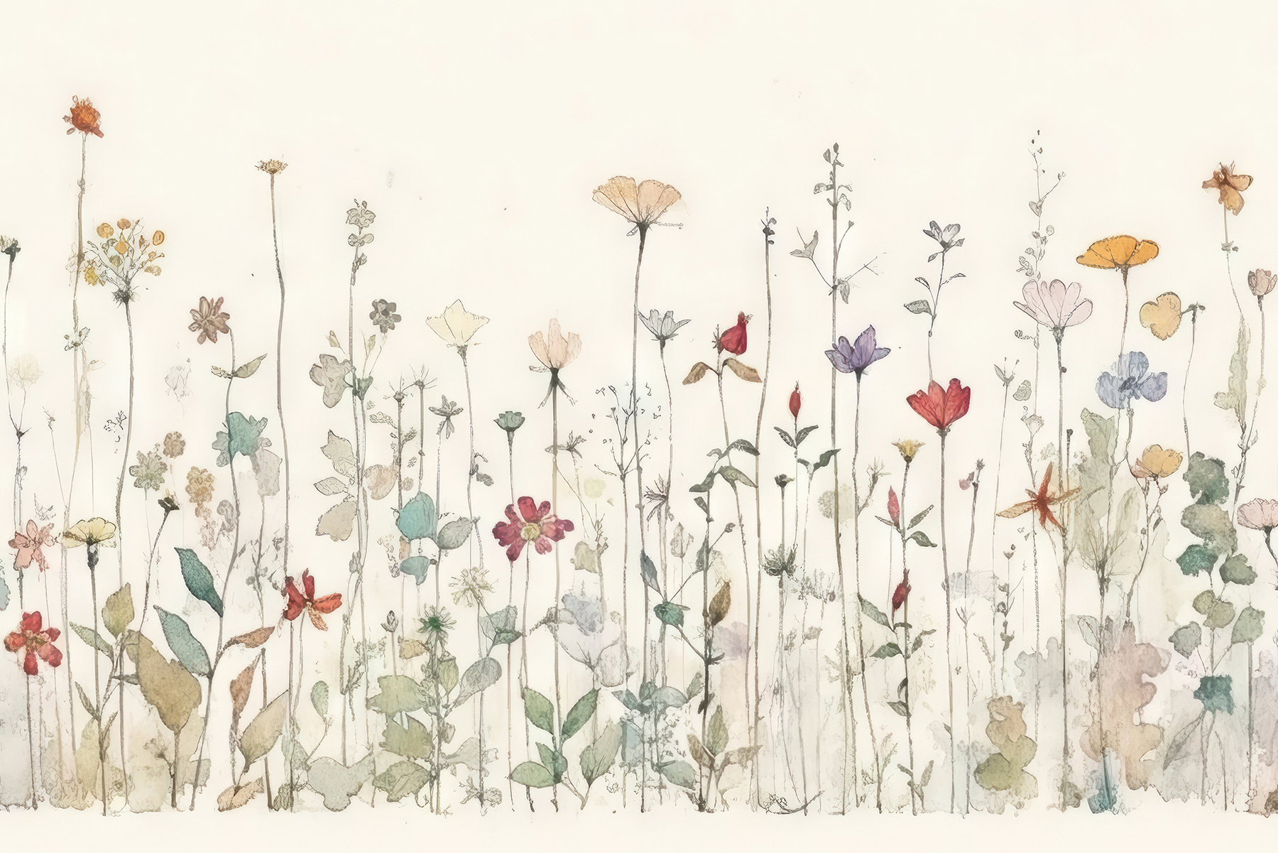 A drawing of flowers and plants