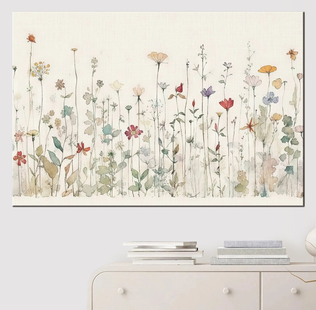 A drawing of flowers and plants