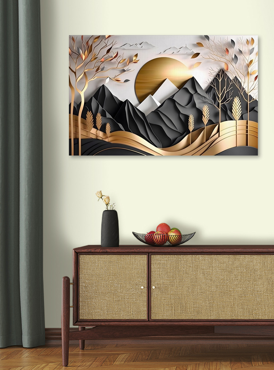 A paper cut out of a mountain landscape