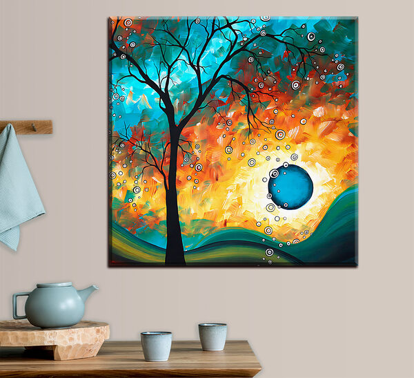 Quadri Quadri Un dipinto raffigurante un albero e un tramonto (COD: s34434)