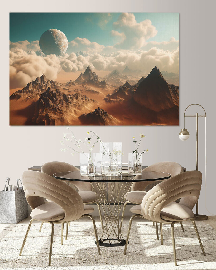 A landscape of mountains and clouds