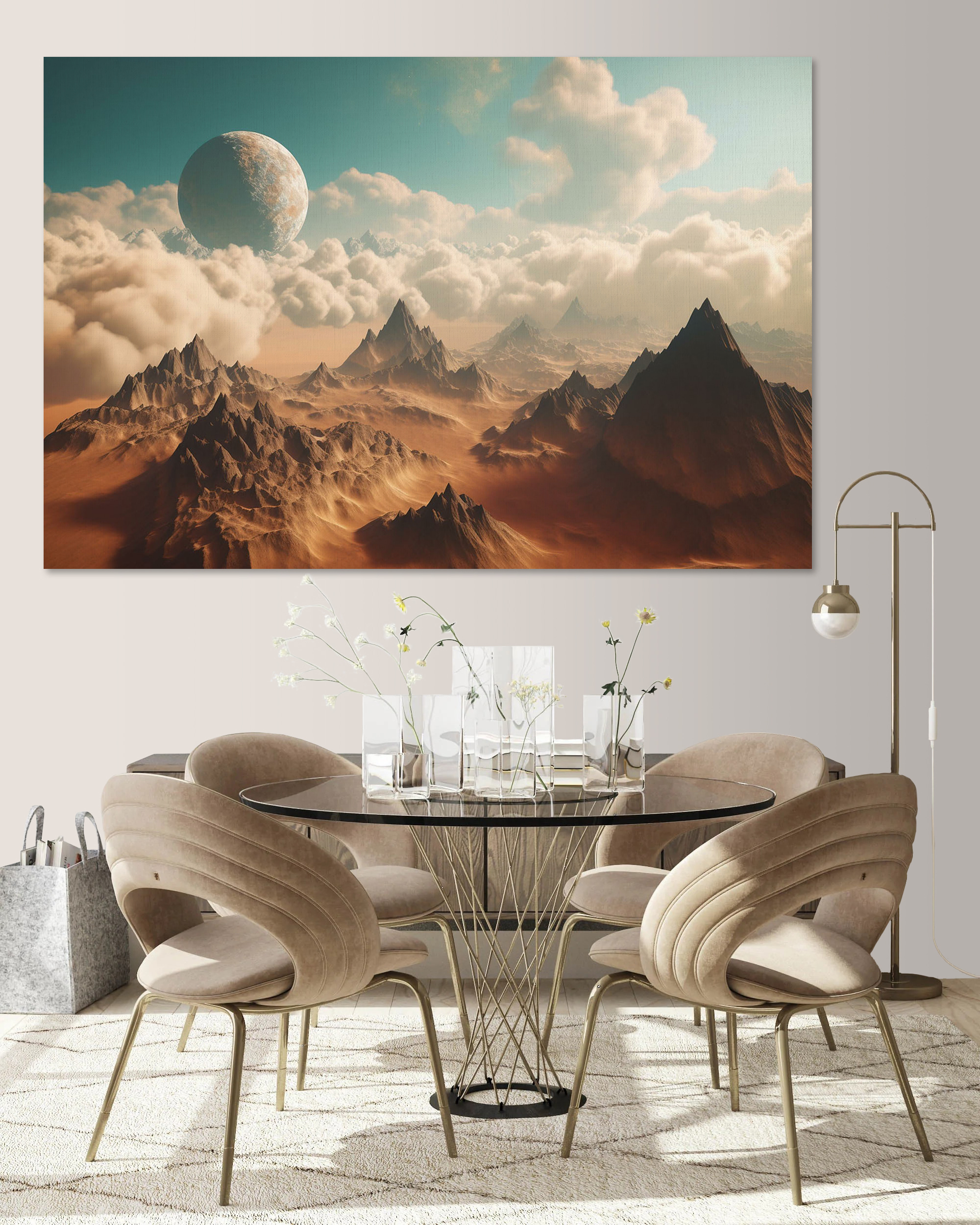 A landscape of mountains and clouds
