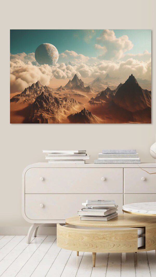 A landscape of mountains and clouds