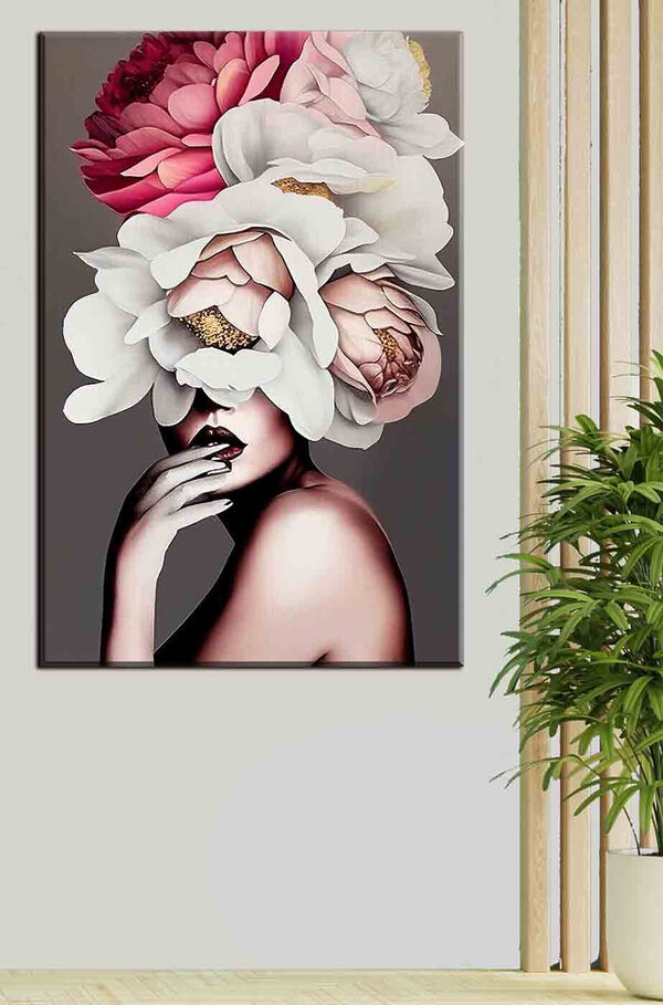 A woman with flowers on her head A woman with flowers on her head