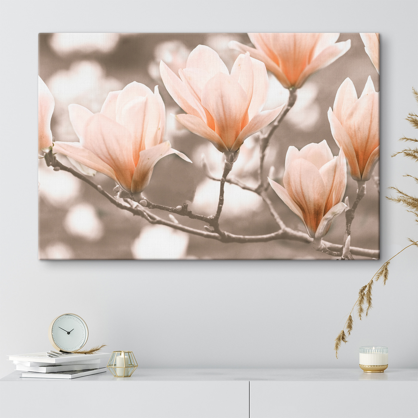 A group of flowers on a branch