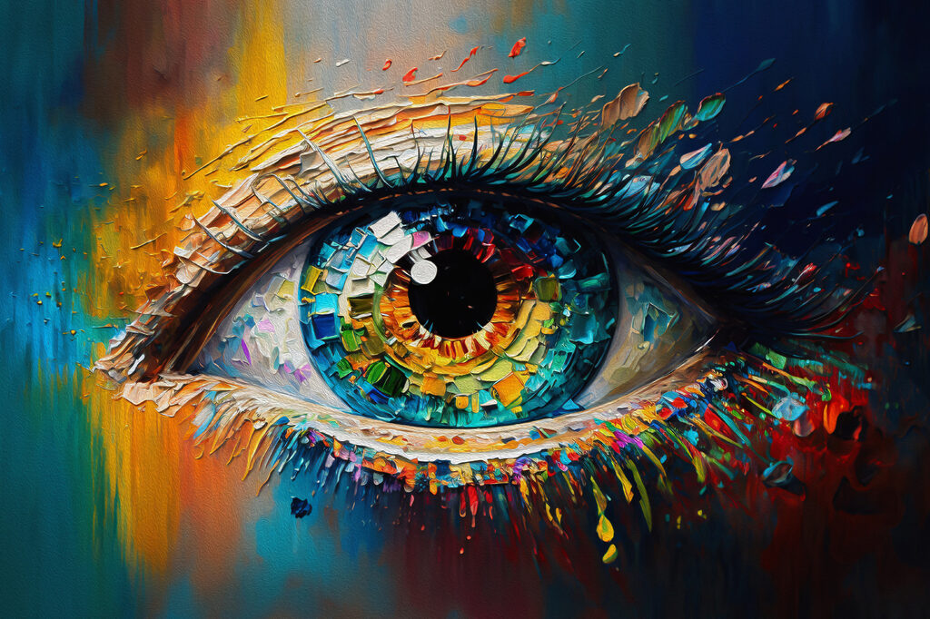 A colorful eye with many colors A colorful eye with many colors