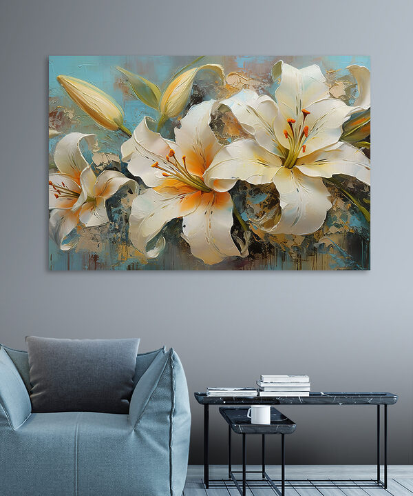 Quadri Un dipinto di fiori bianchi