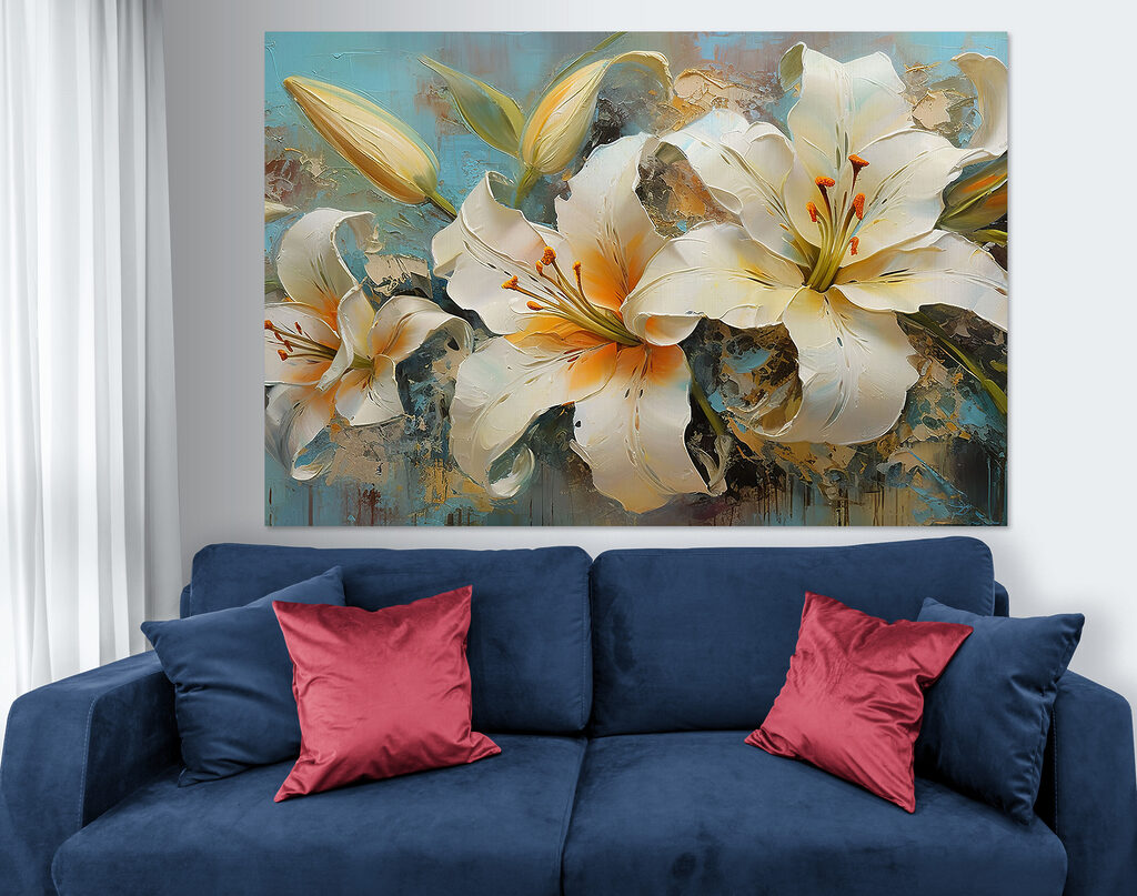 A painting of white flowers A painting of white flowers