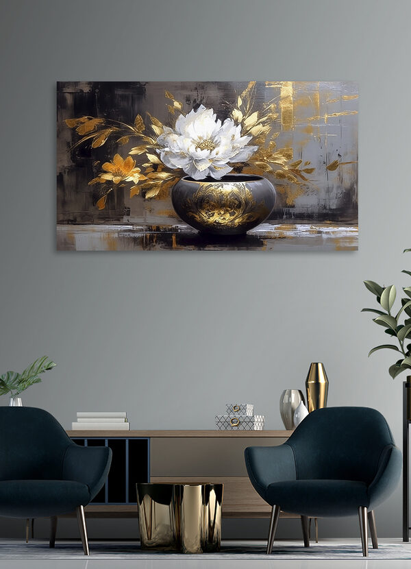 A painting of a flower in a pot