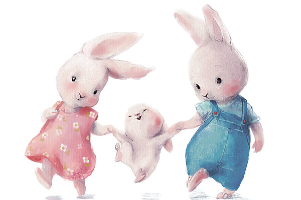 A group of bunnies holding hands A group of bunnies holding hands
