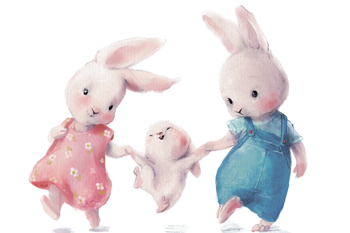 A group of bunnies holding hands A group of bunnies holding hands