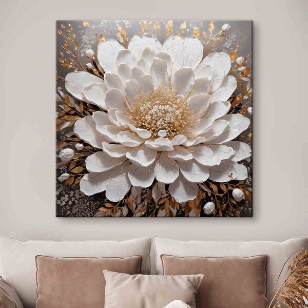 Quadri Elegante fiore bianco con riflessi metallici (COD: s35654) Quadri Quadri Elegante fiore bianco con riflessi metallici (COD: s35654)