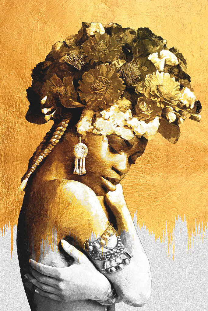 A woman with flowers on her head A woman with flowers on her head