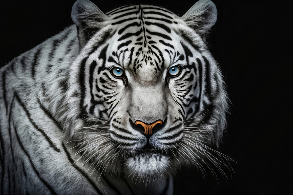 A white tiger with blue eyes A white tiger with blue eyes