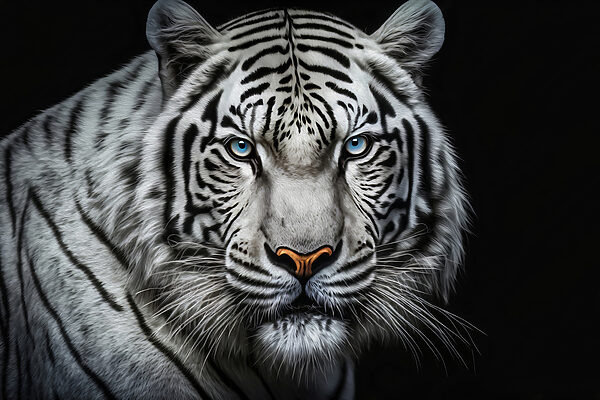 A white tiger with blue eyes A white tiger with blue eyes