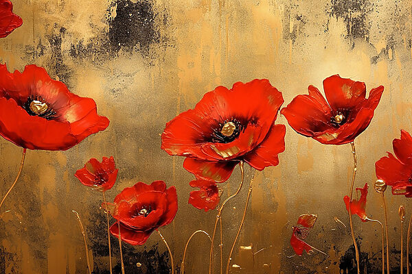 A painting of red flowers A painting of red flowers