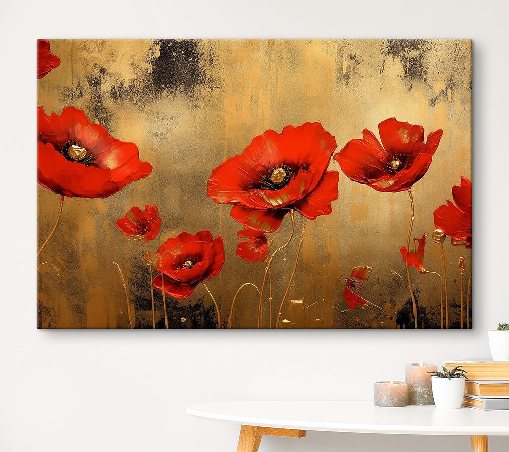 A painting of red flowers A painting of red flowers